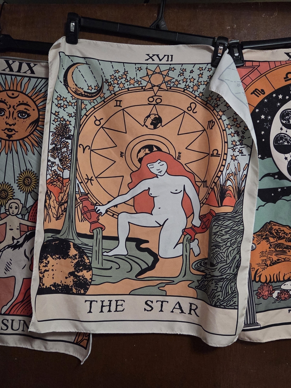 Tarot Astrology Wall Tapestry Set - The Sun Star, & Moon, 16-20in